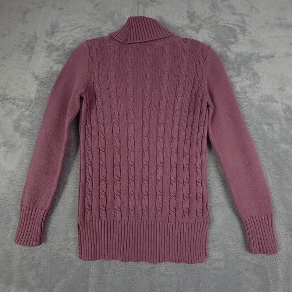Loft Womens Sweater Pullover Solid Purple Long Sleeve Turtleneck Cable Knit‎ XS - Picture 2 of 7